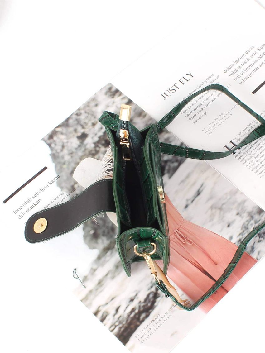 Mini Croc Embossed Crossbody Bag