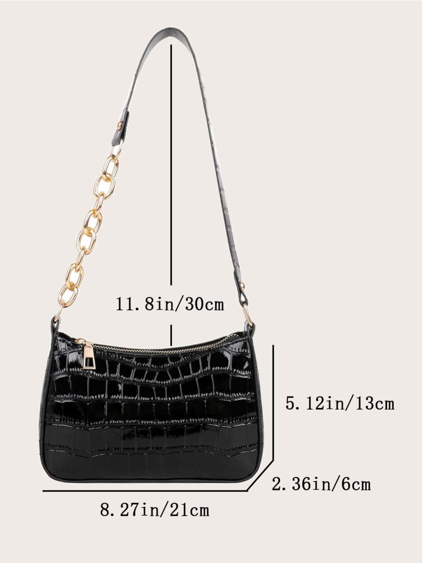 Croc Embossed Shoulder Bag