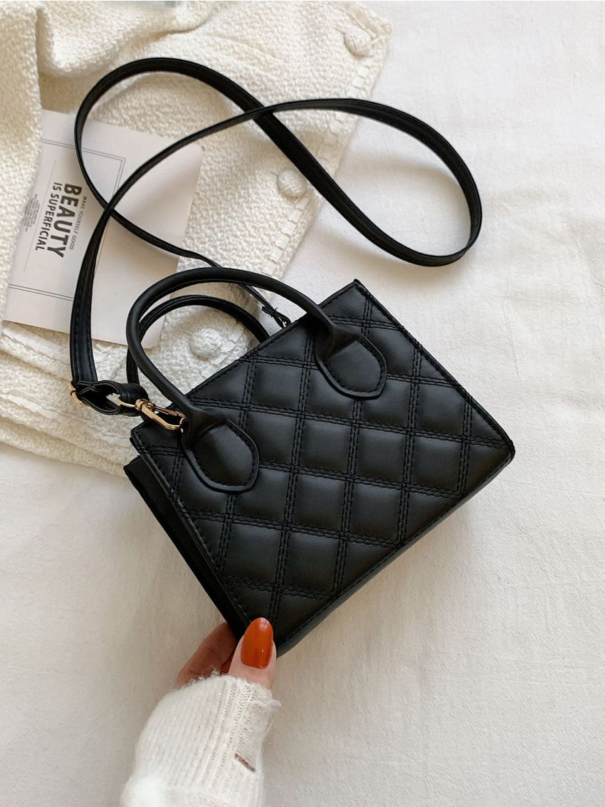 Mini Buckle Detail Quilted Square Bag