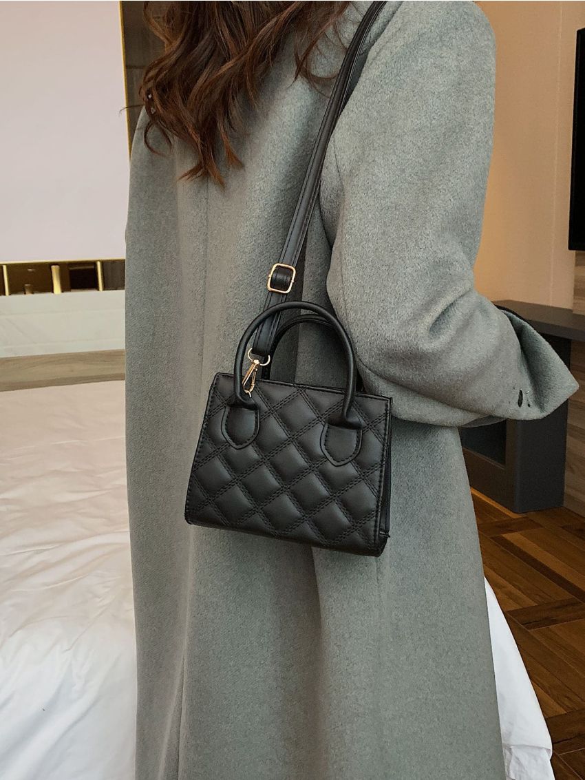 Mini Buckle Detail Quilted Square Bag