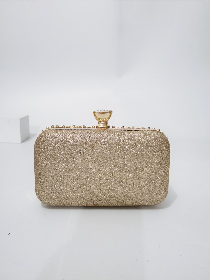 Mini Metallic Rhinestone Decor Box Bag