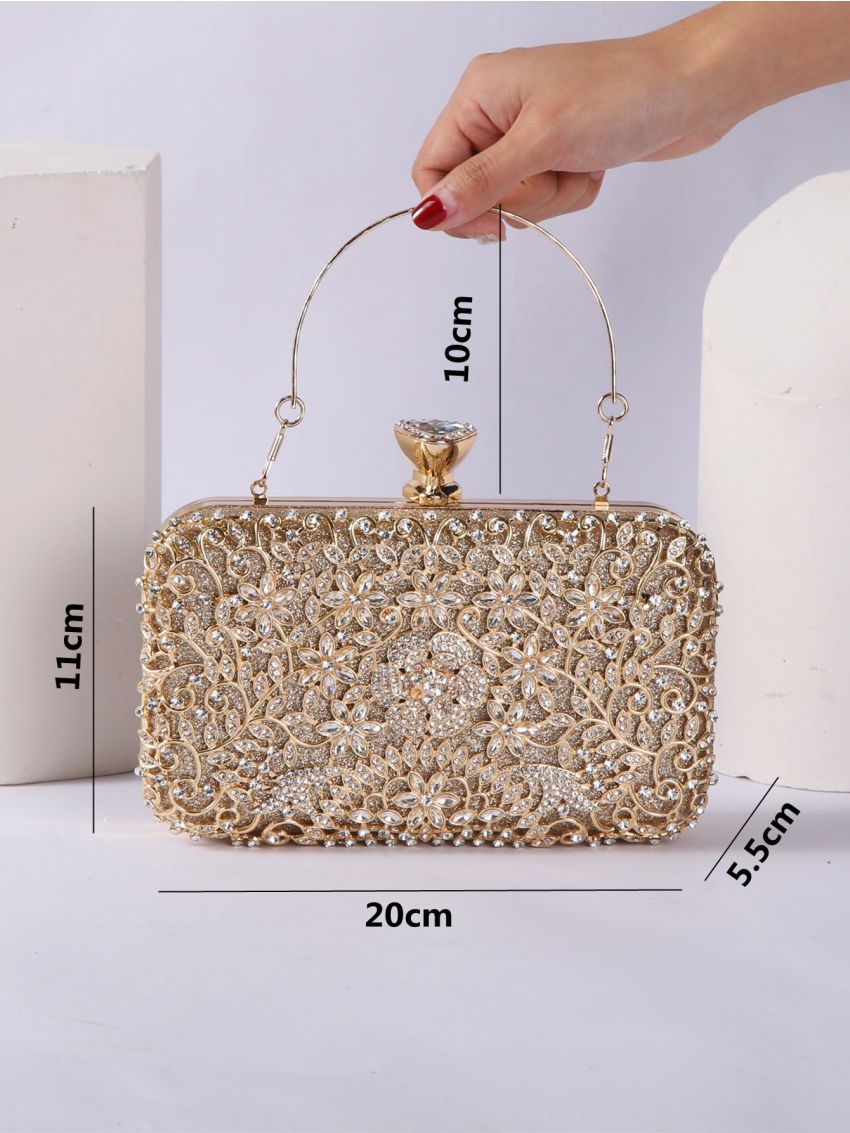 Mini Metallic Rhinestone Decor Box Bag