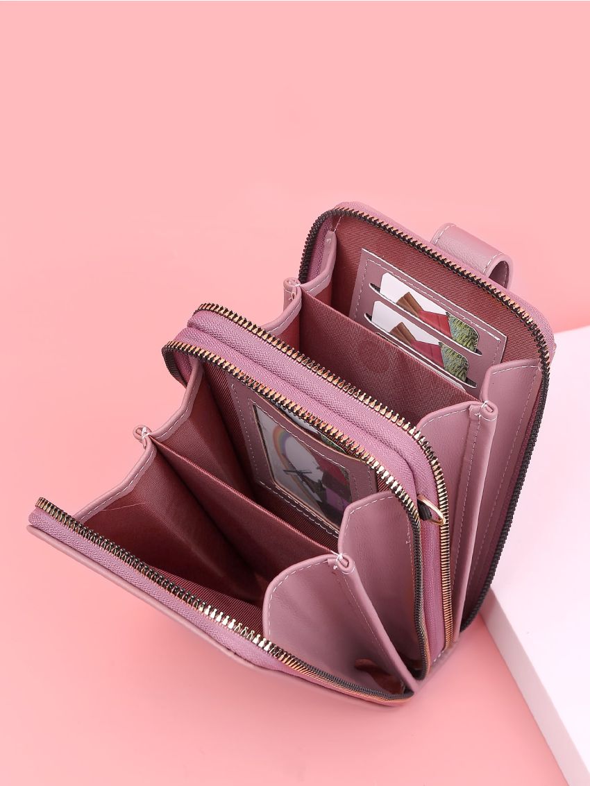 Letter Graphic Snap Button Phone Wallet