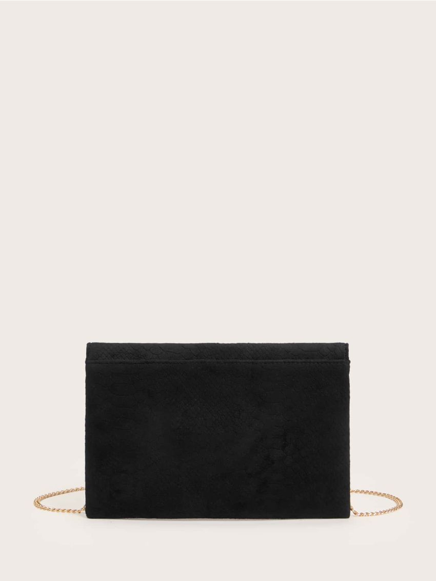 Floral Appliques Suede Clutch Bag