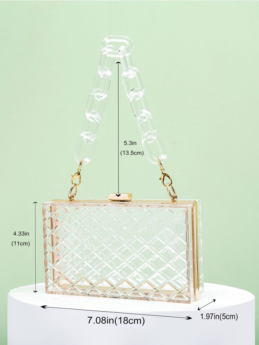 Quilted Clear Chain Box Bag