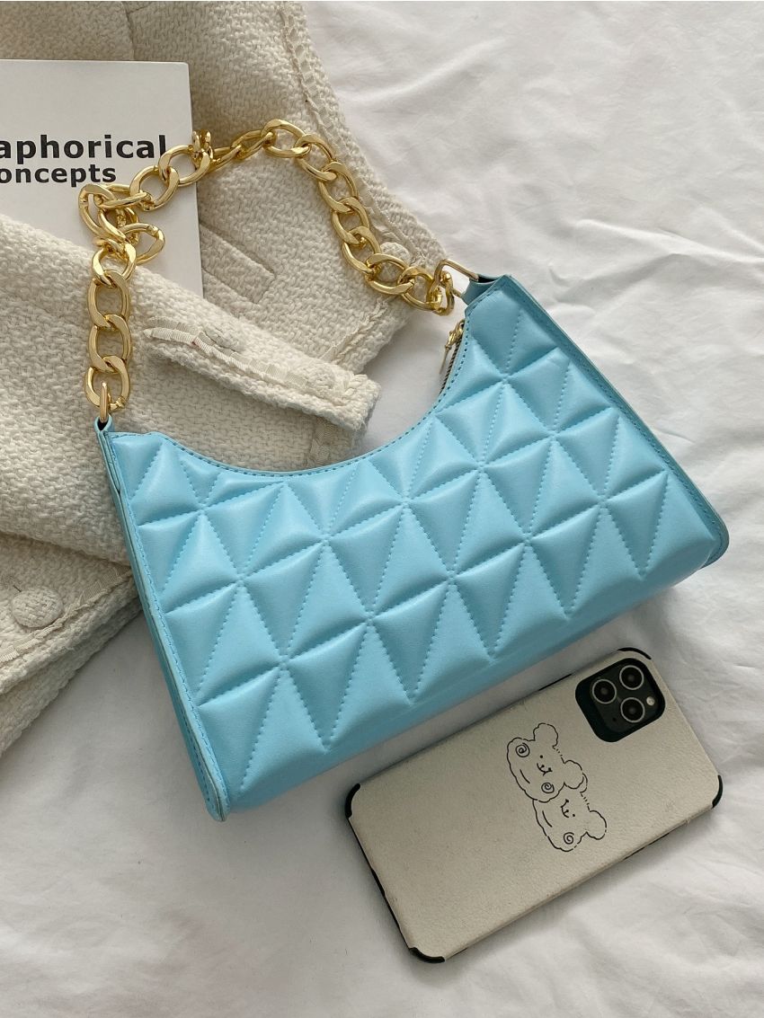 Quilted Chain Baguette Bag