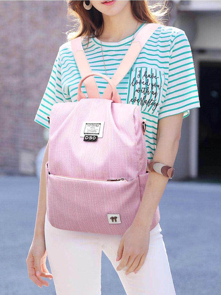 Letter Patch Decor Anti-theft Backpack