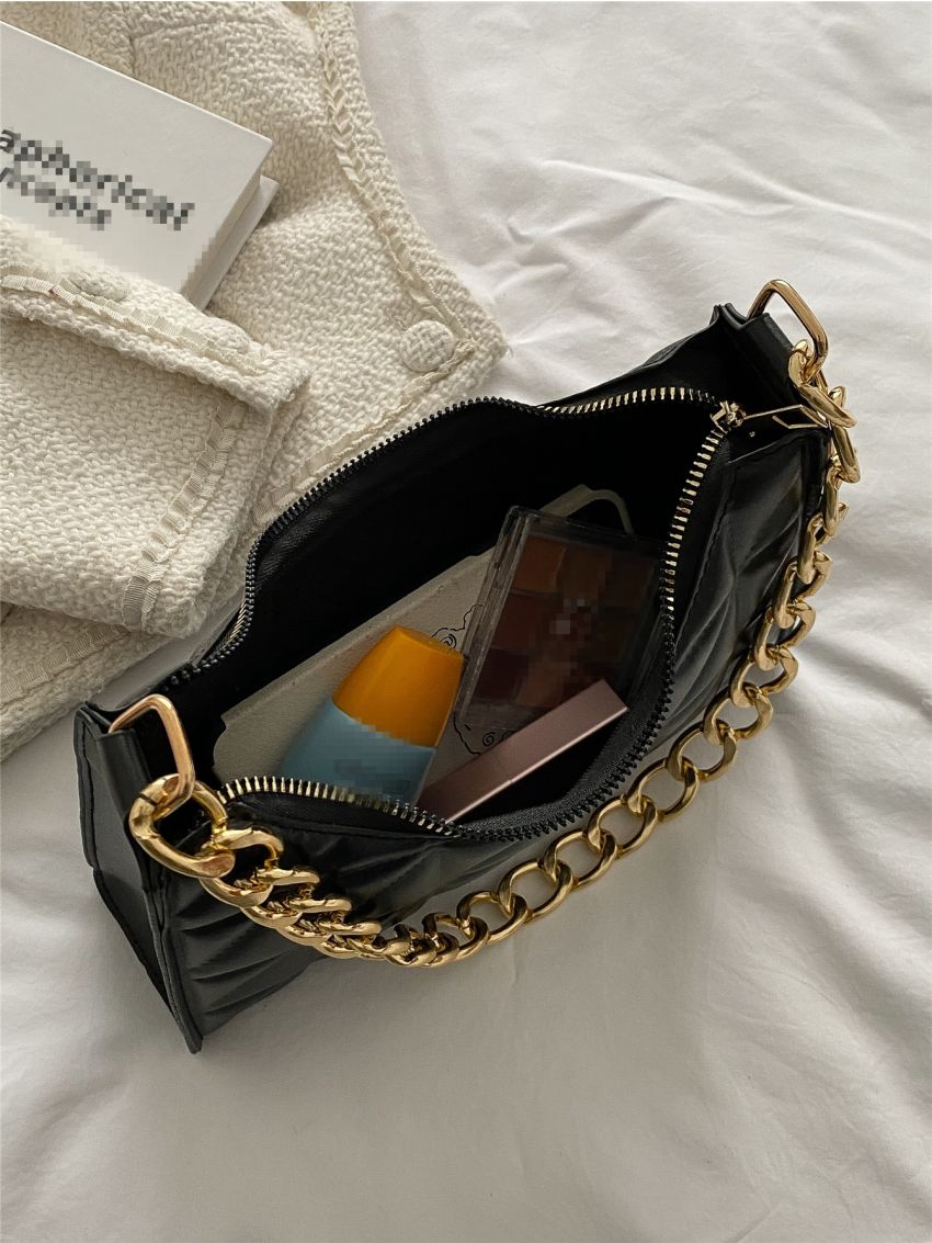 Quilted Chain Baguette Bag