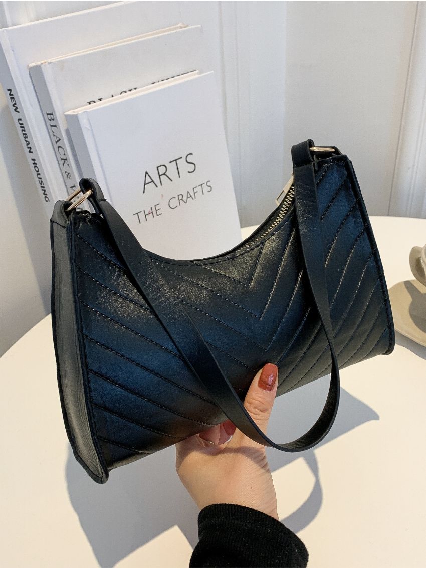 Minimalist Chevron Baguette Bag