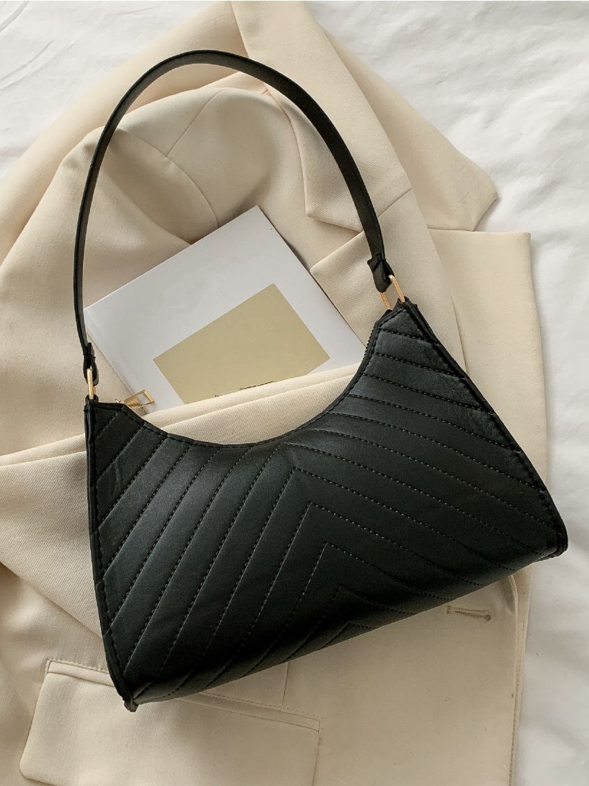 Minimalist Chevron Baguette Bag