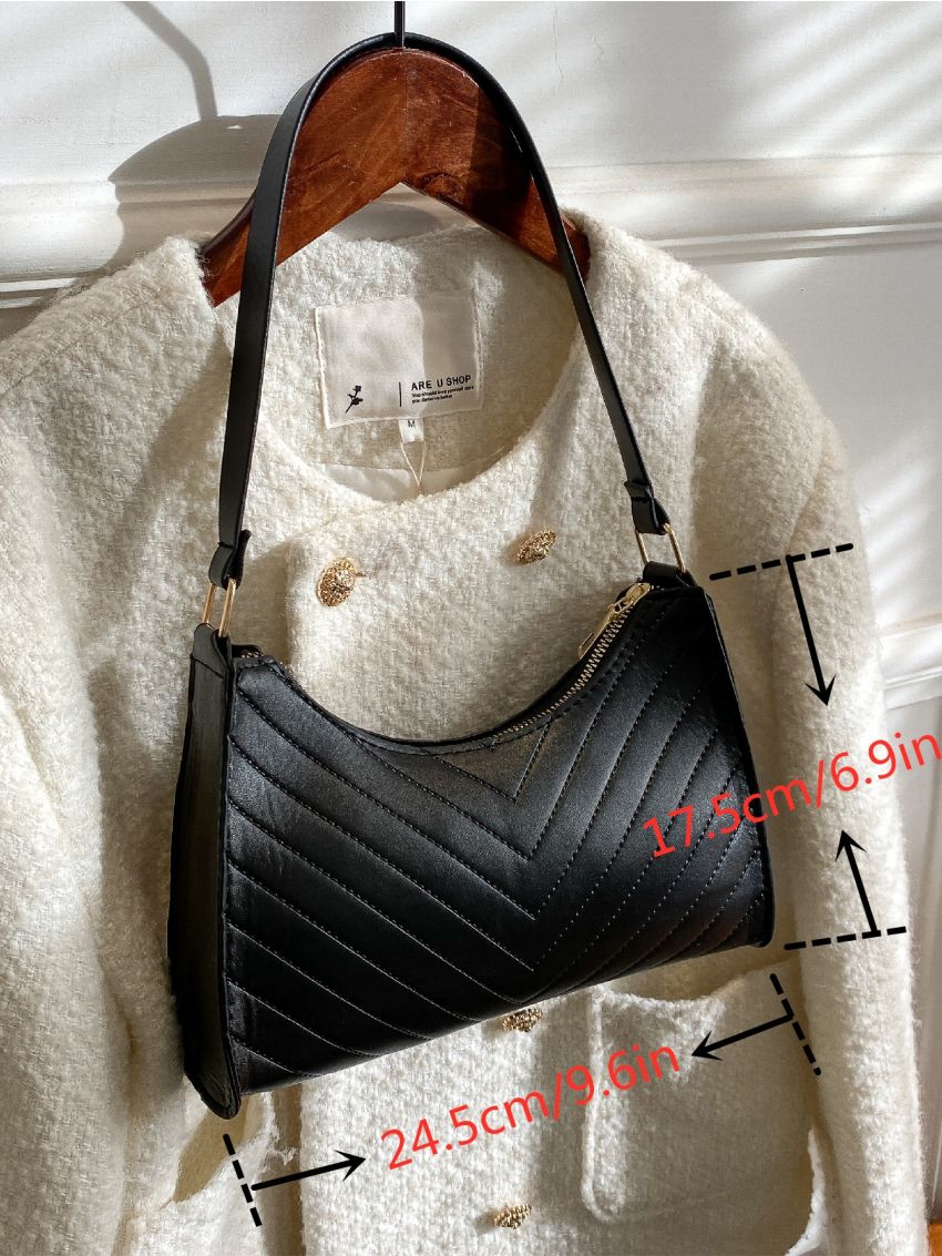 Minimalist Chevron Baguette Bag