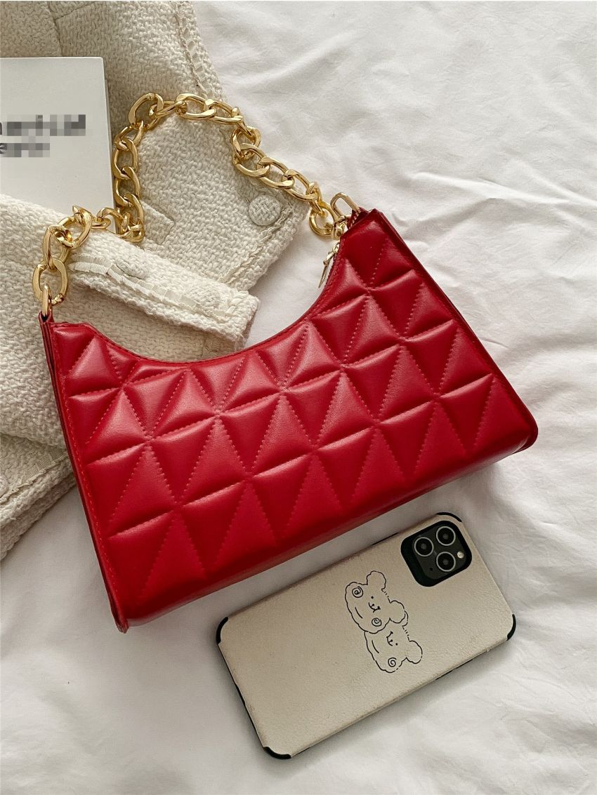 Quilted Chain Baguette Bag