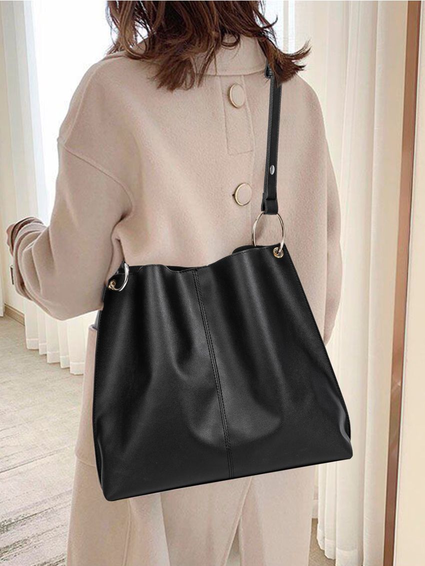 Ring Linked Minimalist Bucket Bag