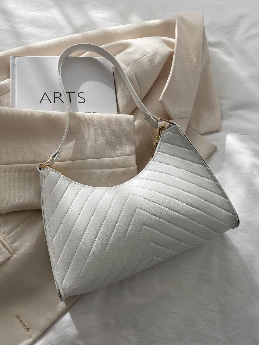 Chevron Chain Baguette Bag