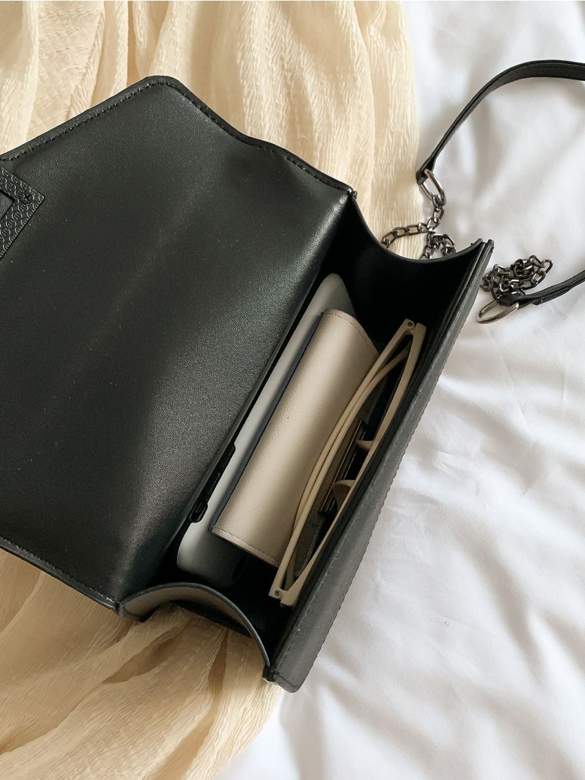 Embroidery Trim Flap Square Bag