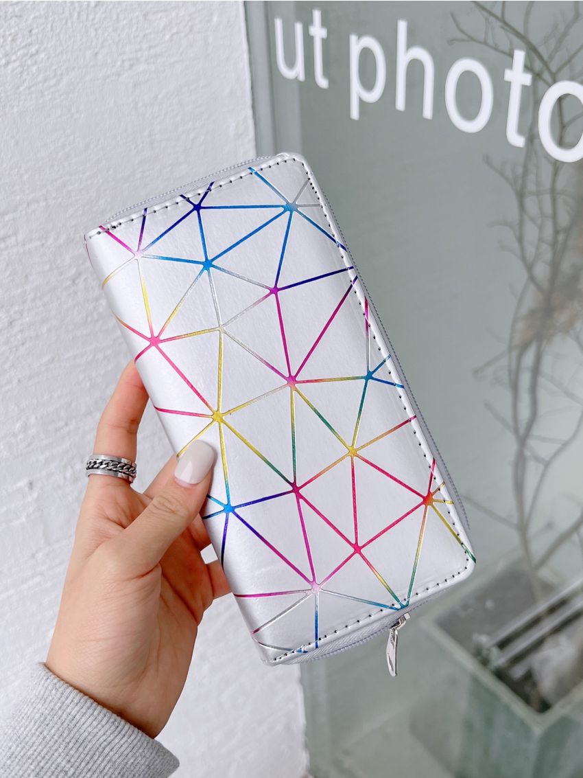 Tassel Decor Geometric Pattern Long Wallet