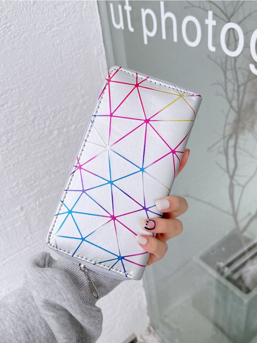 Tassel Decor Geometric Pattern Long Wallet