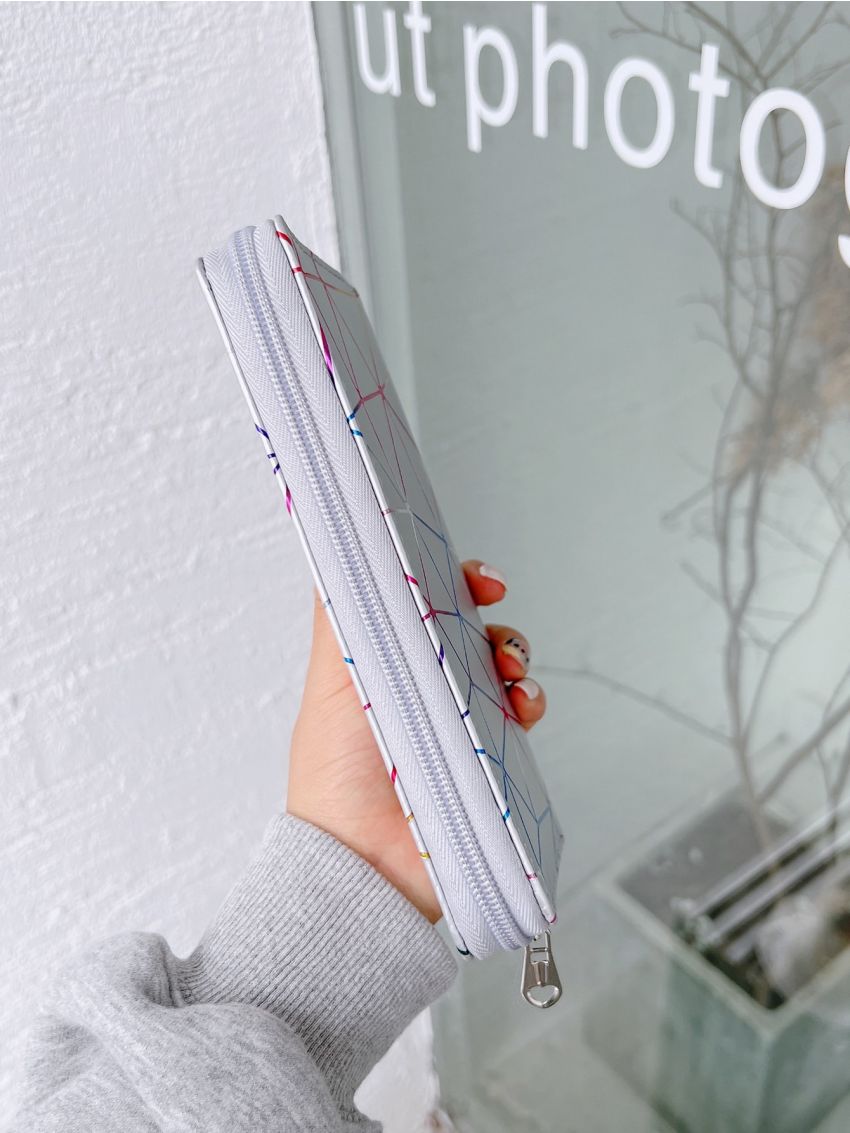 Tassel Decor Geometric Pattern Long Wallet