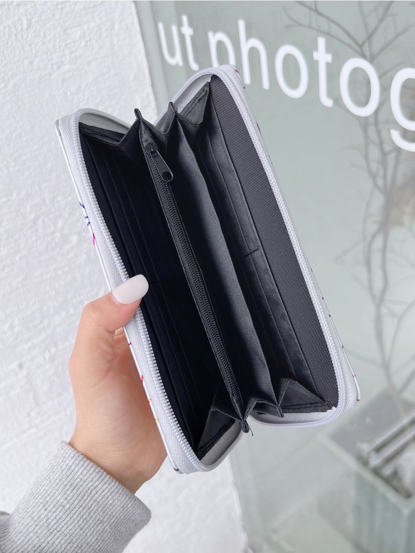 Tassel Decor Geometric Pattern Long Wallet