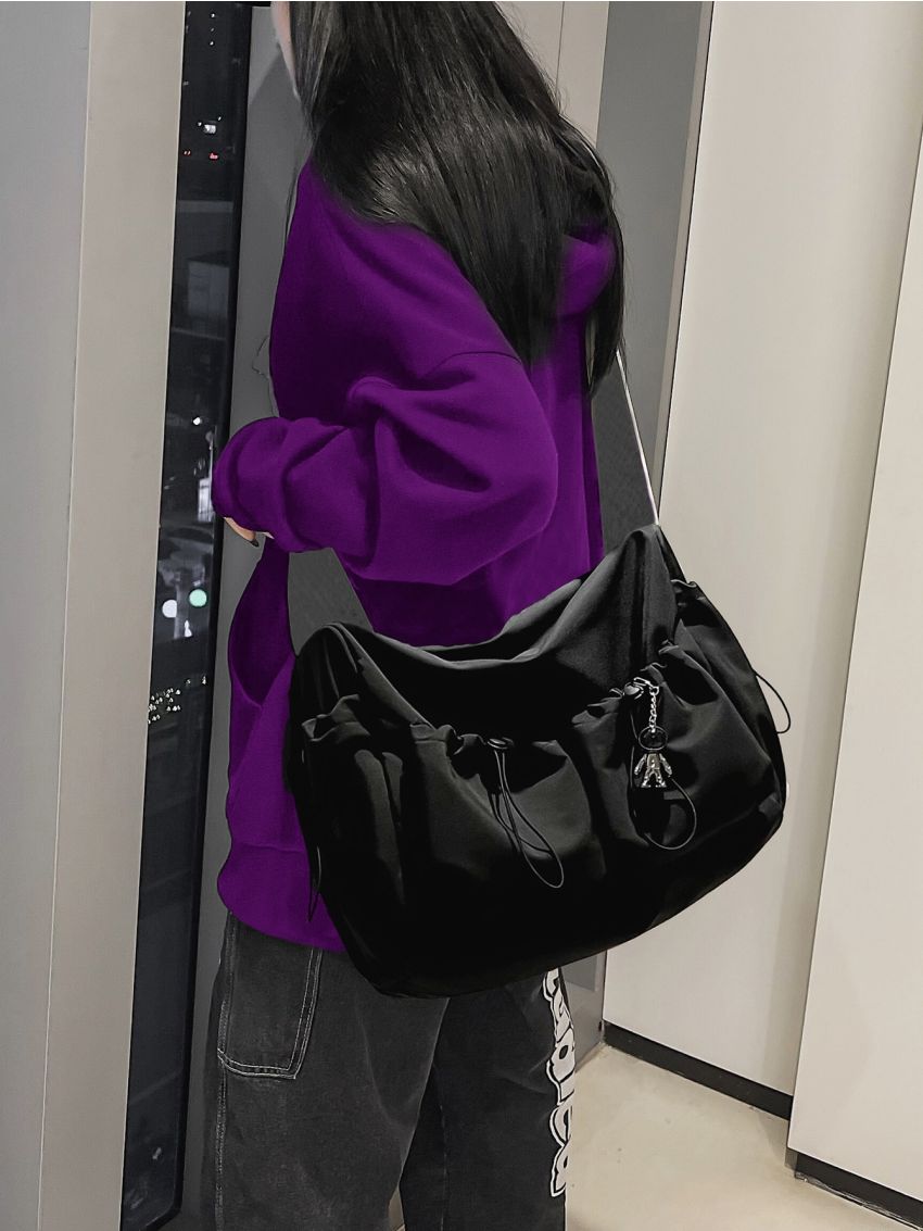 Large Capacity Drawstring Detail Crossbody Bag