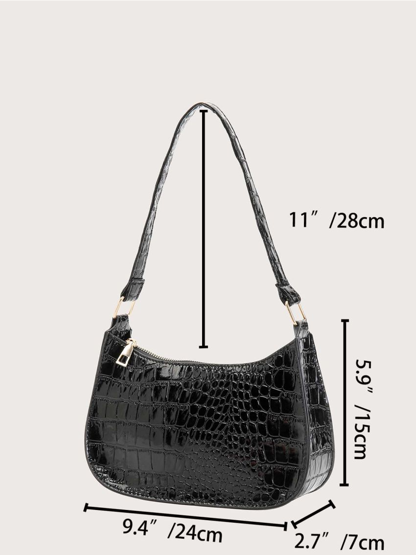 Croc Embossed Baguette Bag