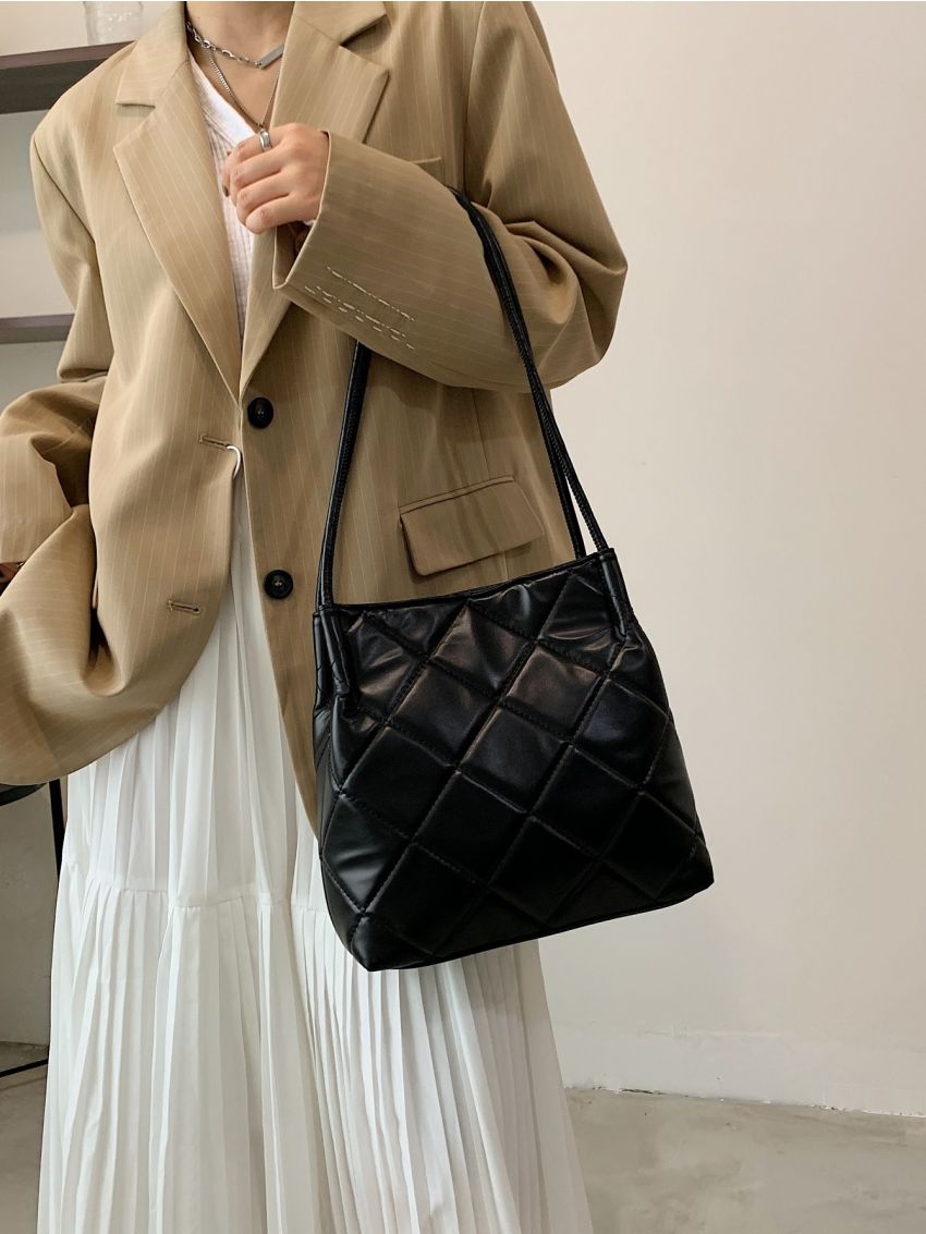 Quilted Shoulder Tote Bag