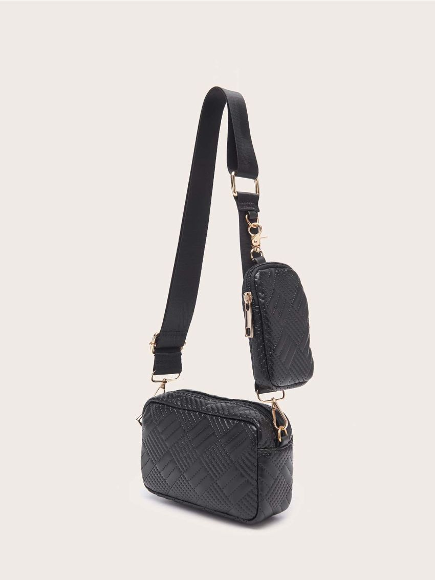 Mini Chevron Square Bag With Purse