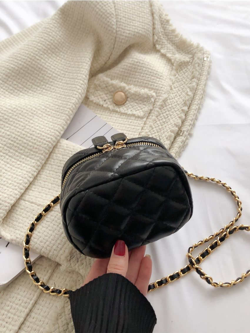 Mini Quilted Chain Bucket Bag