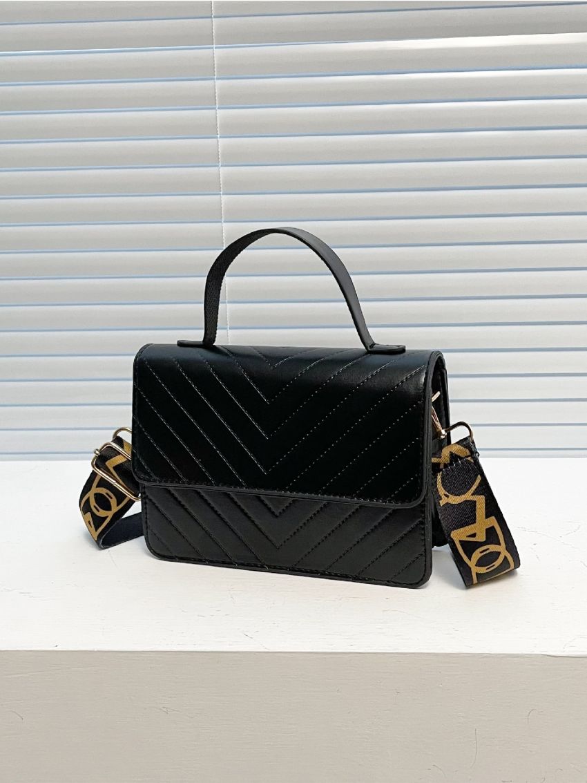 Chevron Flap Square Bag