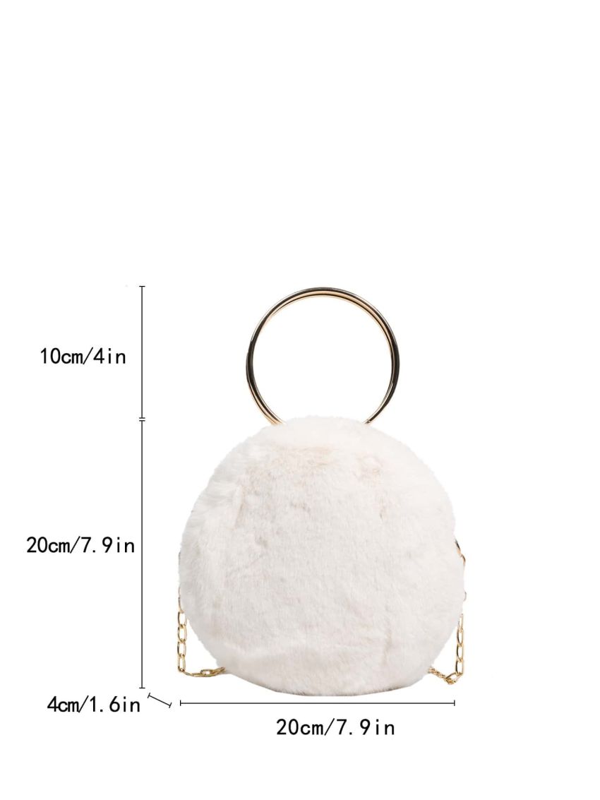 Mini Ring Handle Design Fluffy Circle Bag