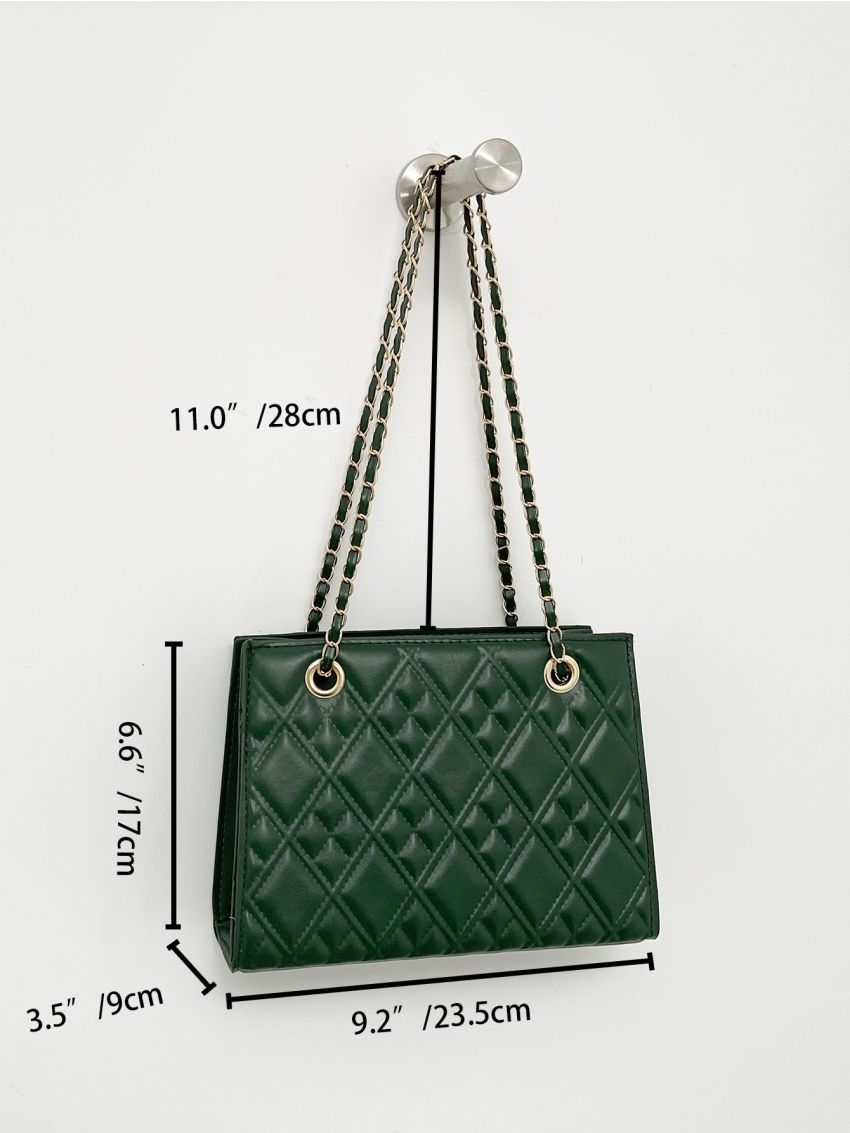 Quilted Pattern Chain Square Bag