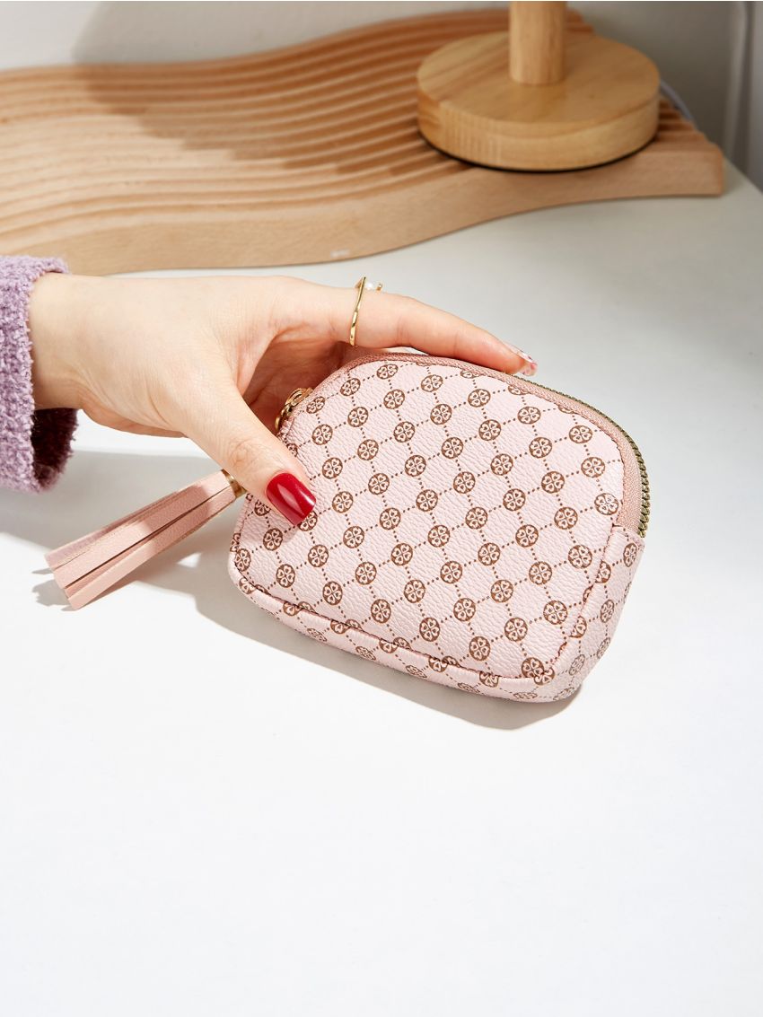 Tassel Decor Floral Pattern Coin Purse