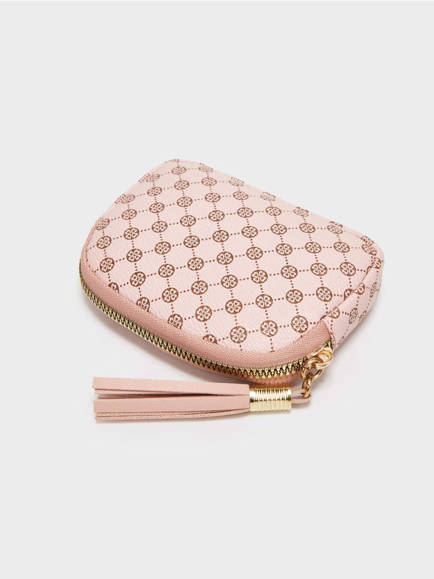 Tassel Decor Floral Pattern Coin Purse