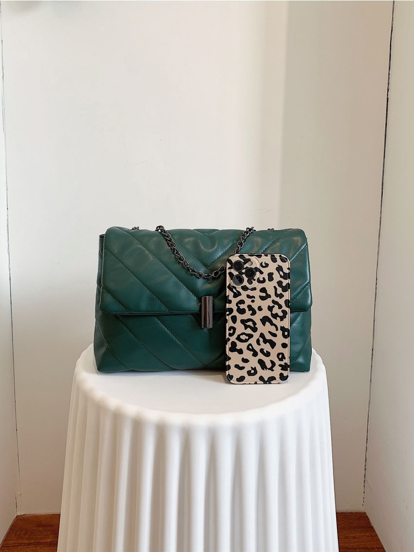 Chevron Flap Chain Bag