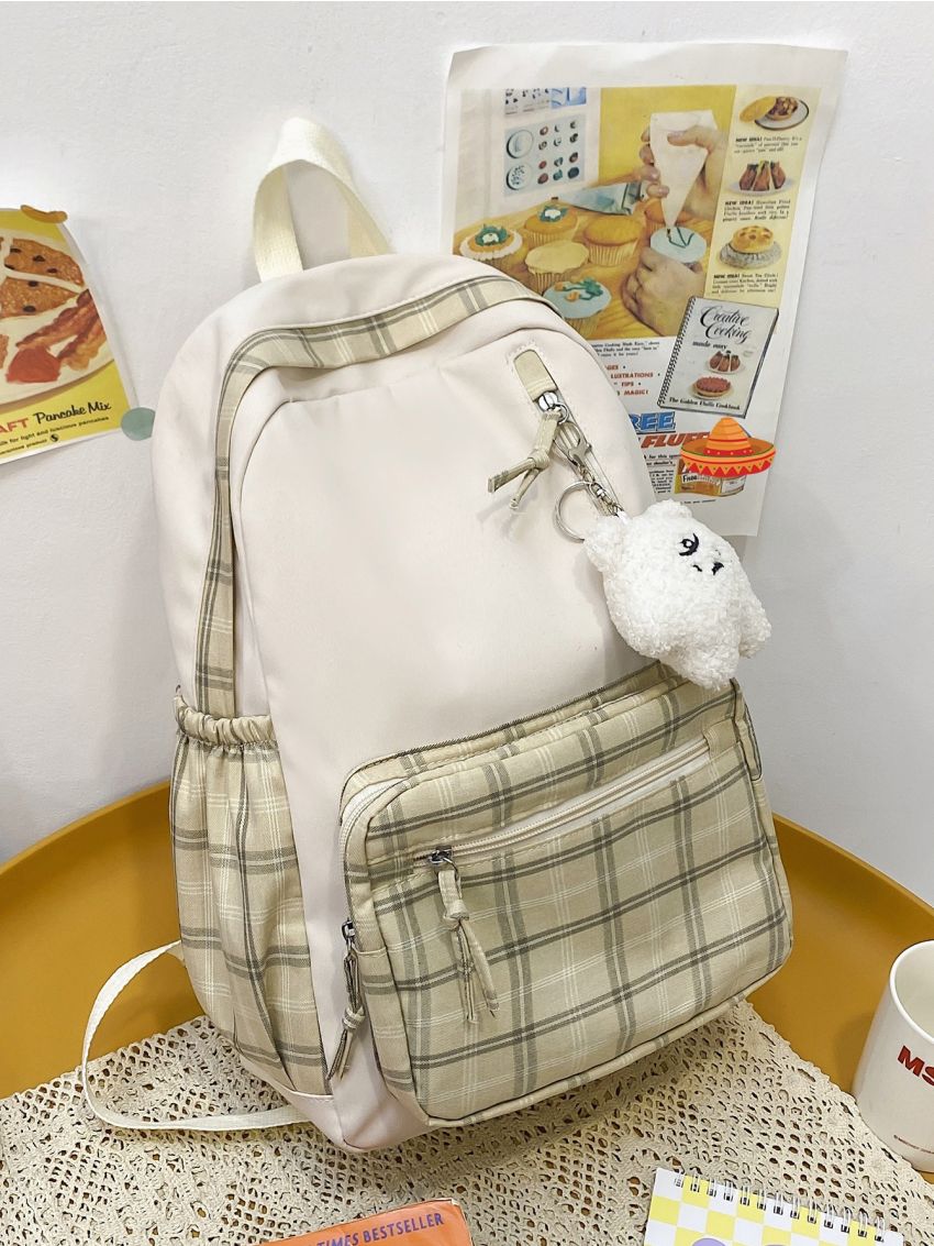 Large Capacity Plaid Pattern Backpack