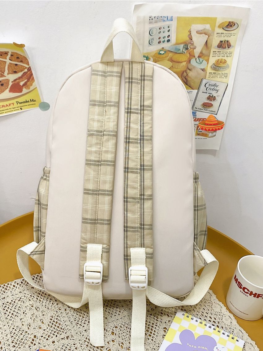 Large Capacity Plaid Pattern Backpack