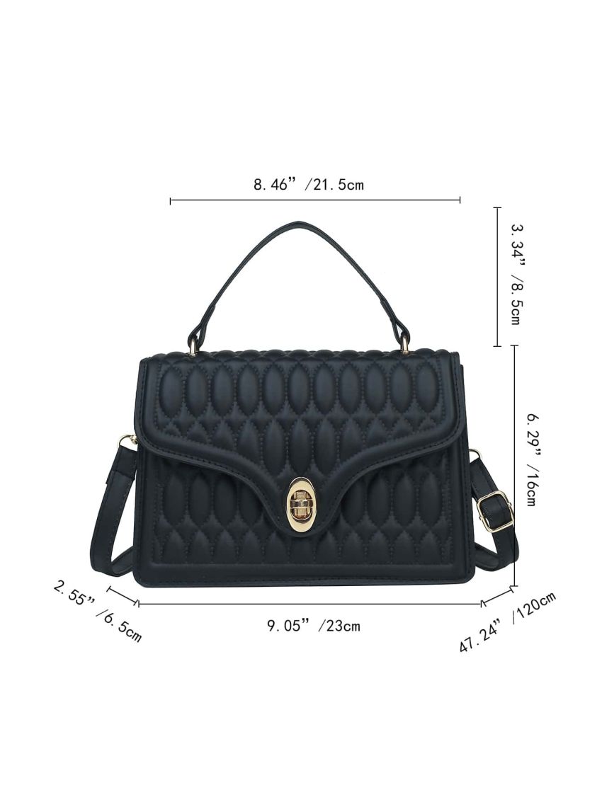 Turn Lock Textured Flap Square Bag