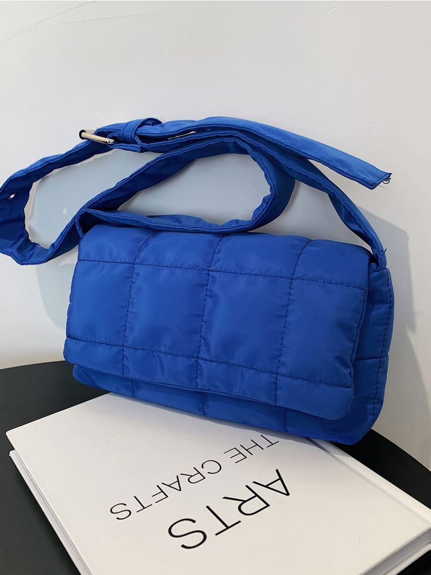 Quilted Pattern Flap Square Bag