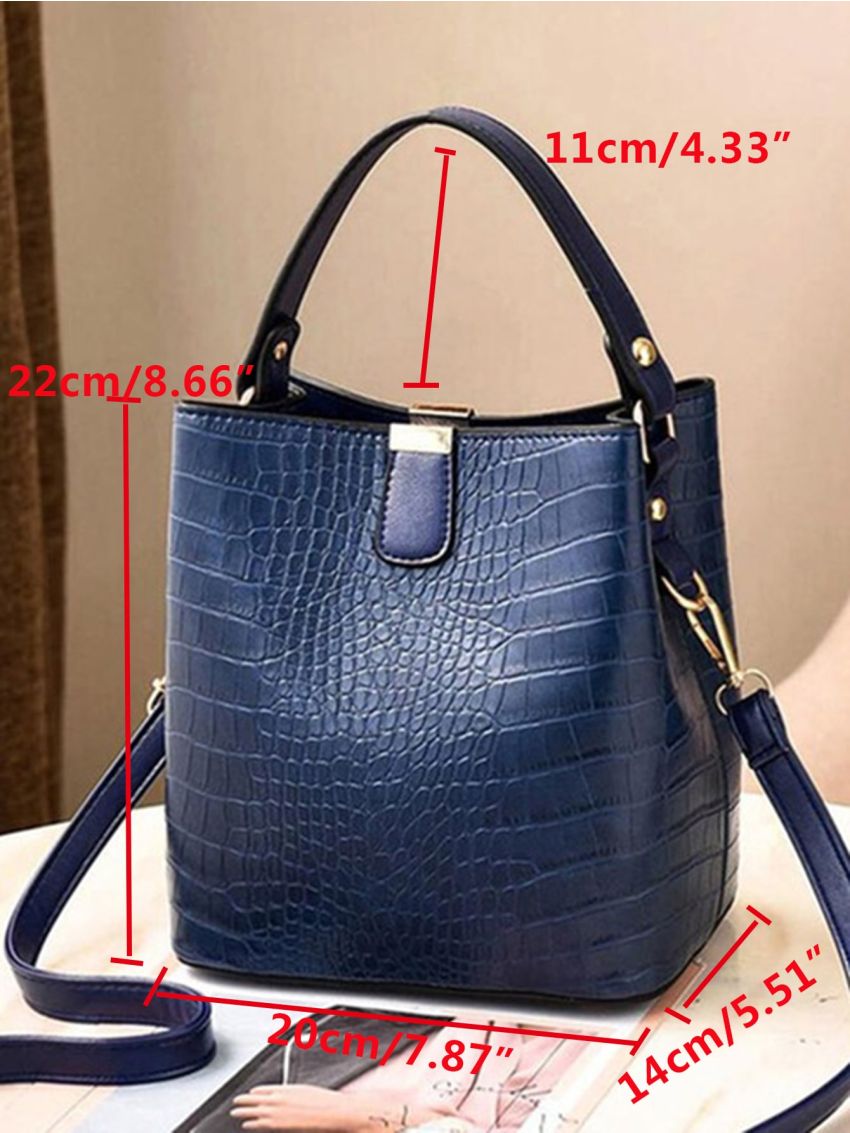 Mini Crocodile Embossed Top Handle Bucket Bag