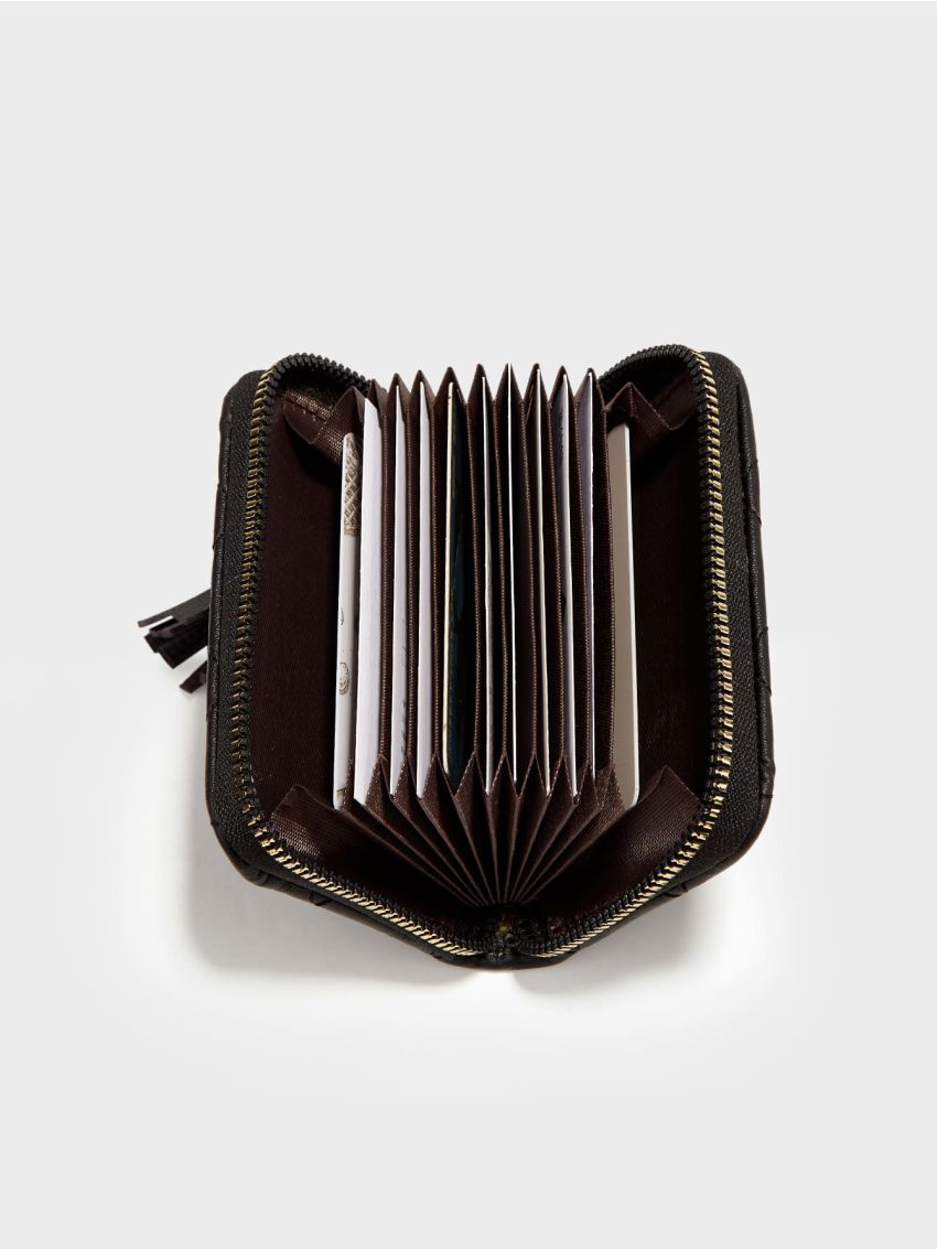 Tassel Decor Quilted Card Holder