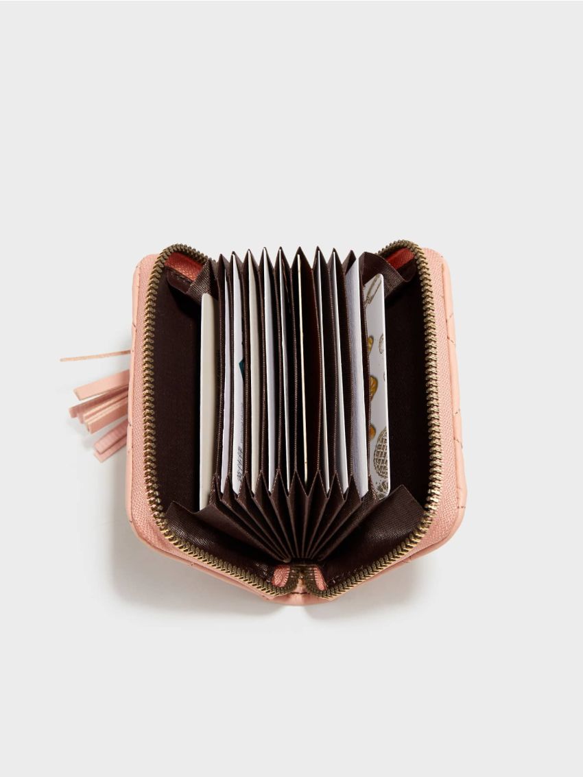 Tassel Decor Quilted Card Holder