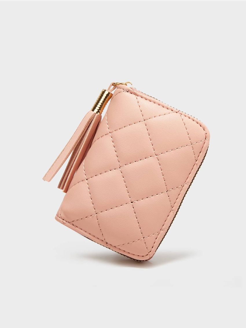 Tassel Decor Quilted Card Holder