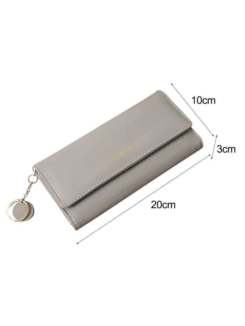 Letter Graphic Snap Button Long Wallet