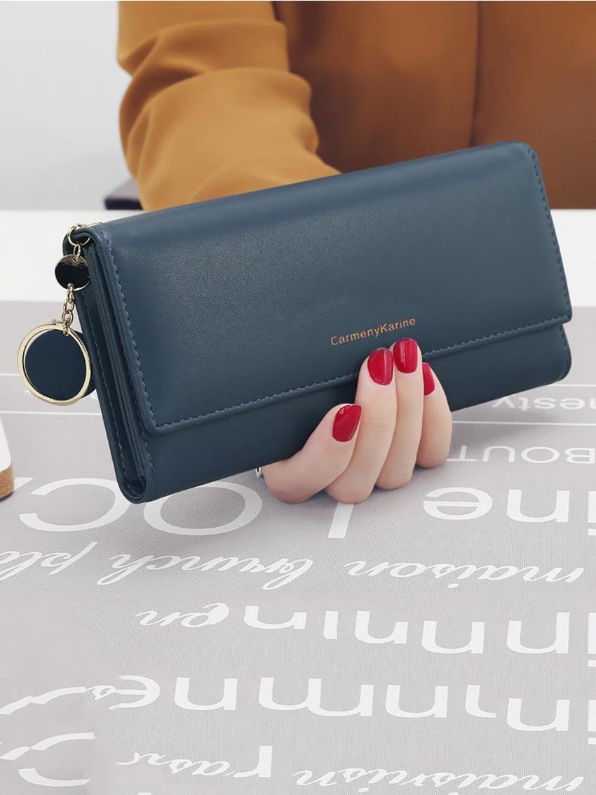 Letter Graphic Flap Long Wallet