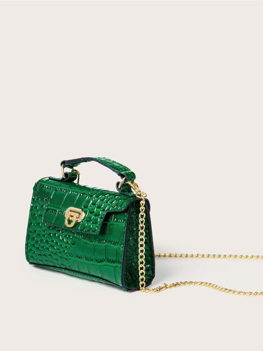 Mini Croc Embossed Satchel Bag