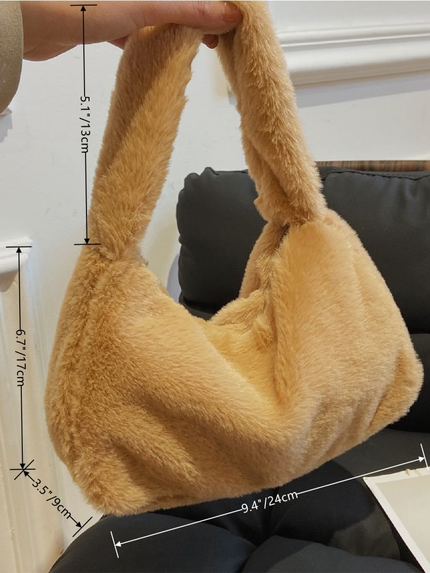 Minimalist Fluffy Top Handle Bag