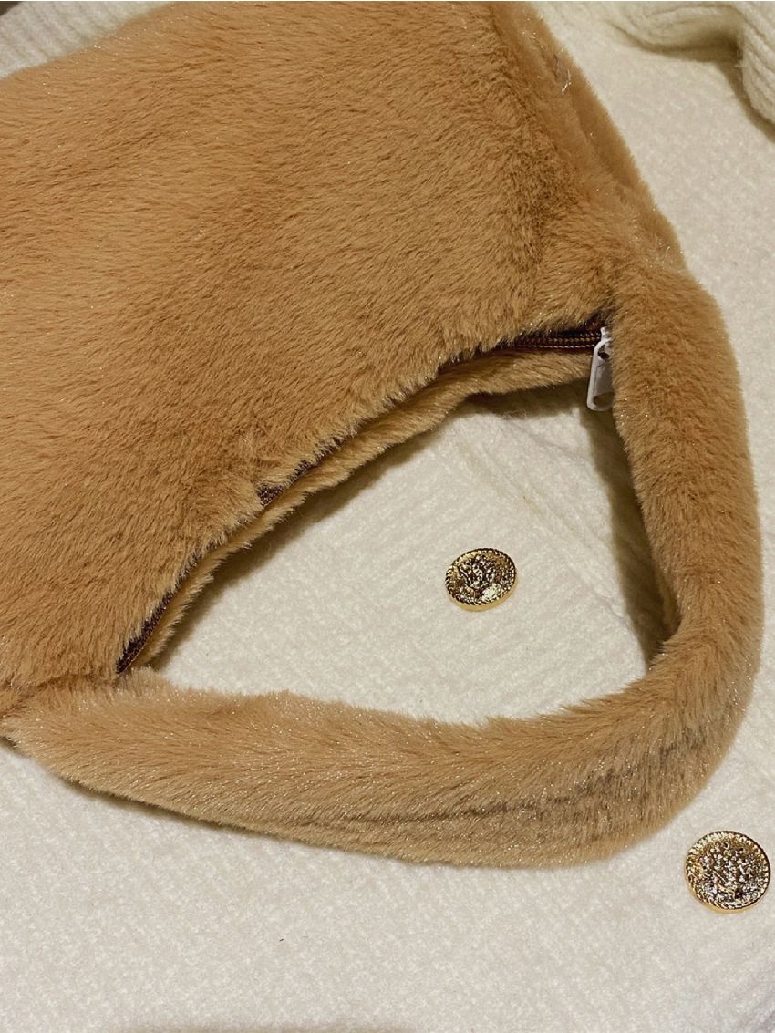 Minimalist Fluffy Top Handle Bag