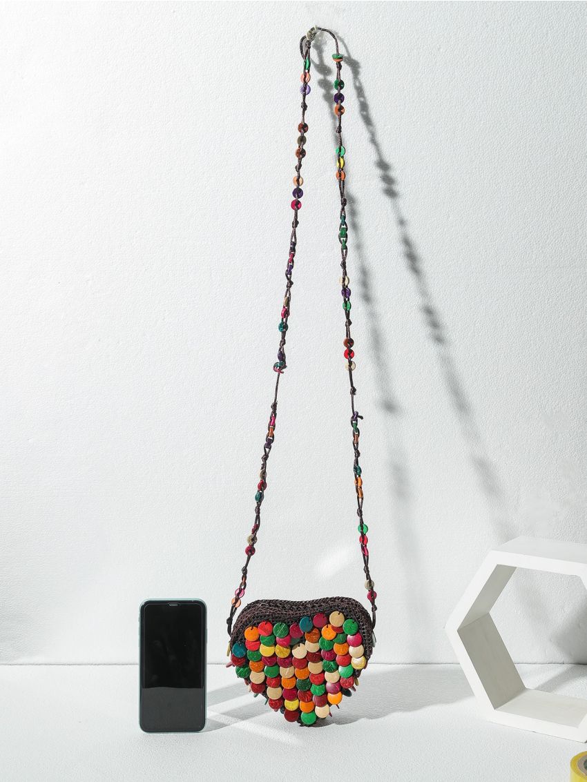 Mini Button Decor Heart Design Random Color Novelty Bag