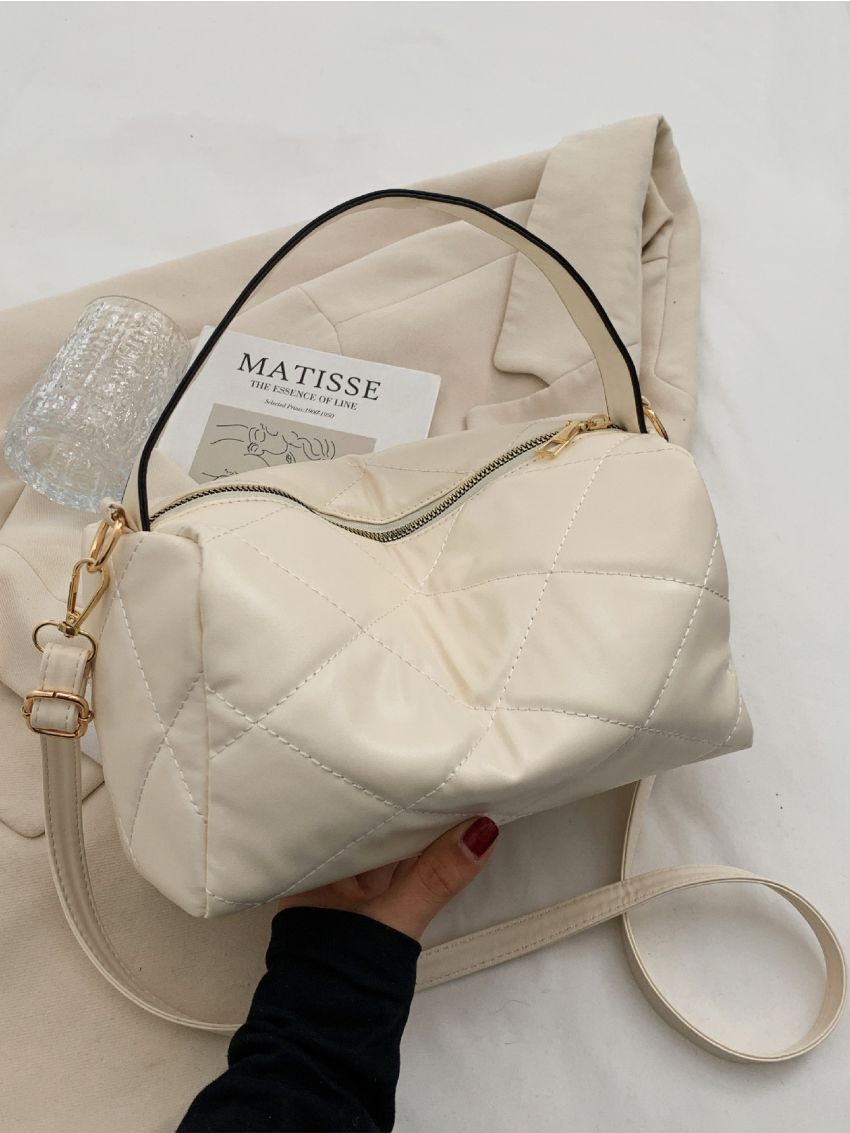 Quilted Zipper Bucket Bag