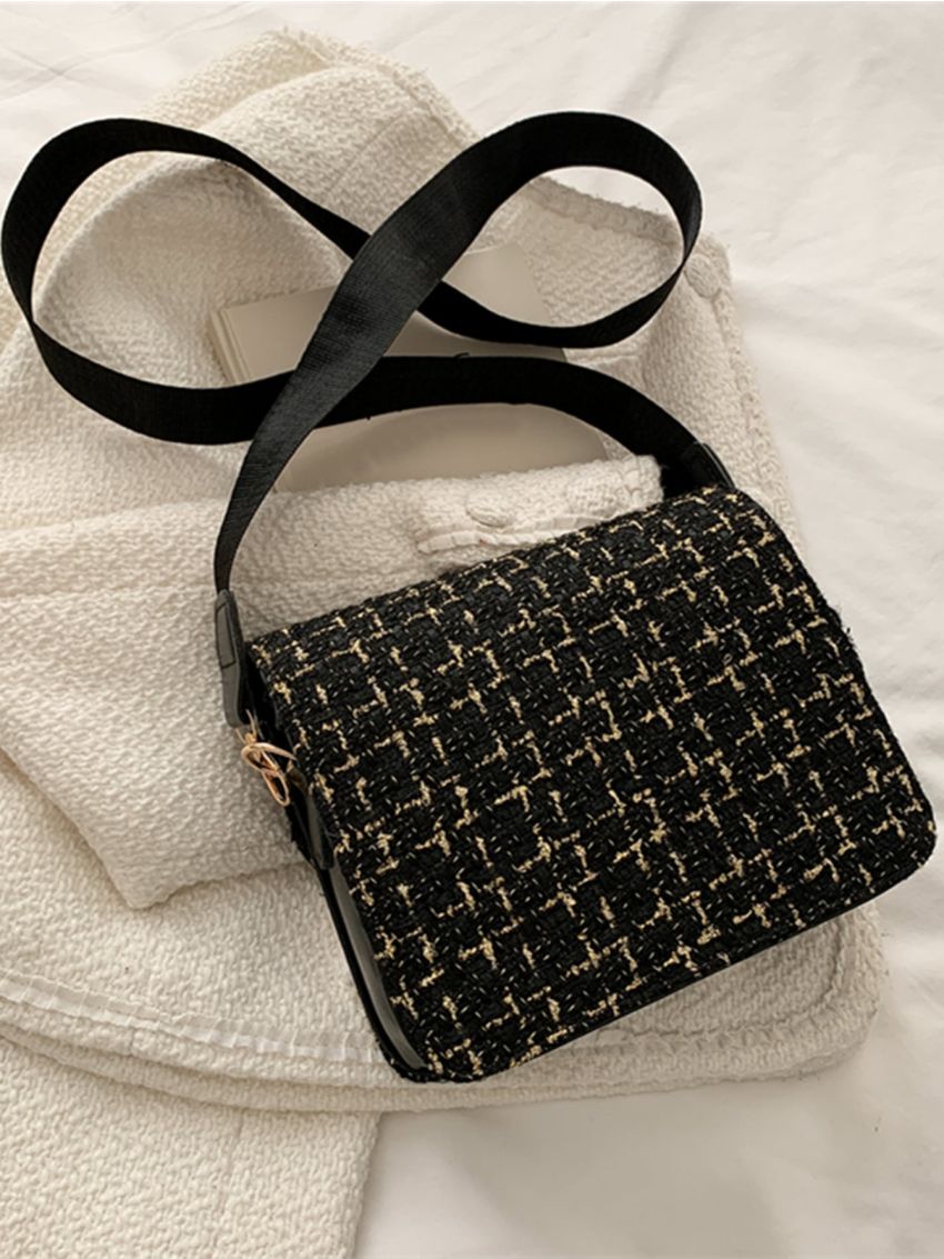 Mini Plaid Pattern Flap Square Bag